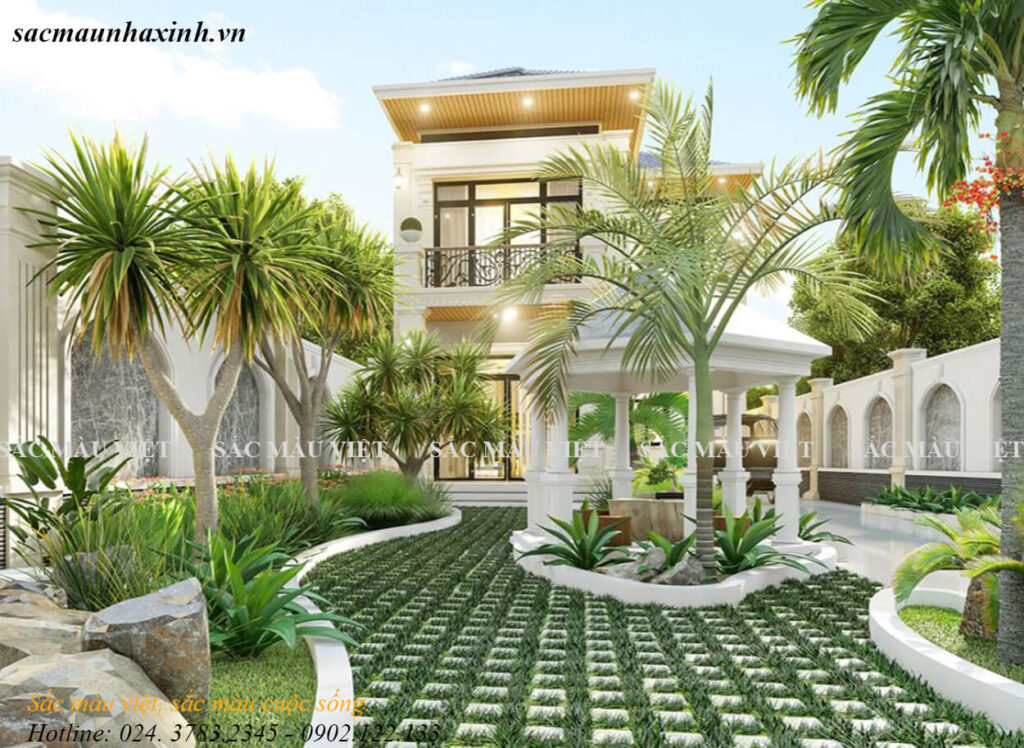 Say đắm với thiết kế biệt thự 2 tầng cực kỳ hoành tráng có sân vườn tươi mát
