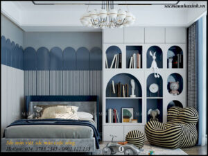 MẪU PHÒNG NGỦ CHO BÉ TRAI MÀU XANH ĐẸP NHẤT NĂM 2023
